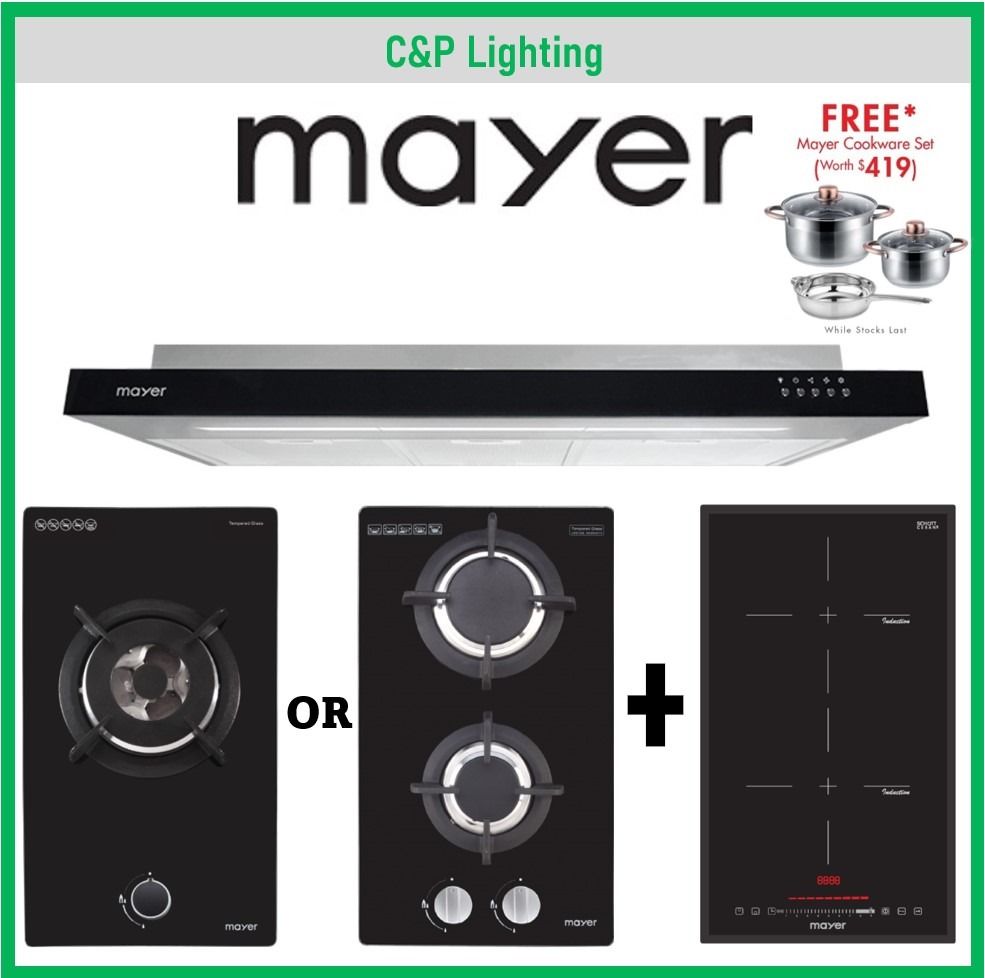 (Hood + Hob Bundle) Mayer 90cm Slimline Cooker Hood MMSI900LEDHS
