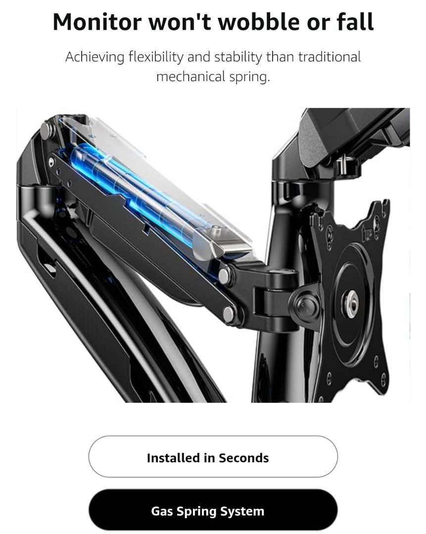 Huanuo Dual Monitor Stand HNDS6 (gas spring arms), Computers & Tech