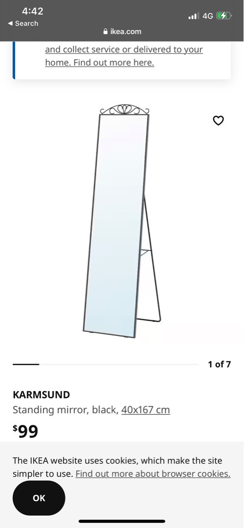 Ikea Black Standing Mirror, Furniture & Home Living, Home Decor