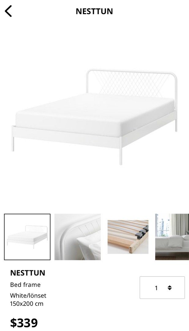 Ikea Nesttun queen size bed frame , Furniture & Home Living, Furniture