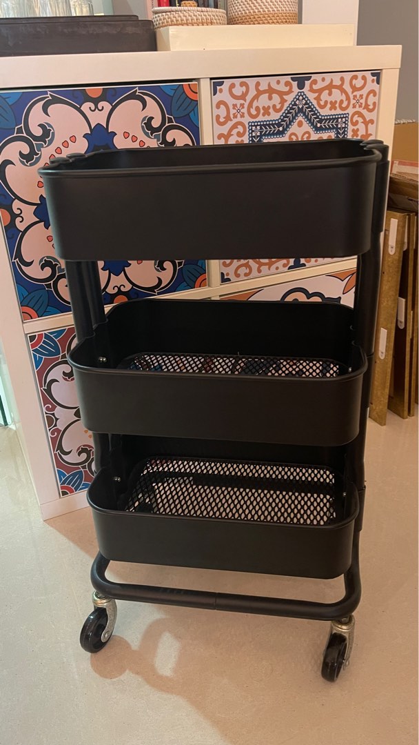 IKEA RASHULT Trolley - Black, Furniture & Home Living, Furniture ...