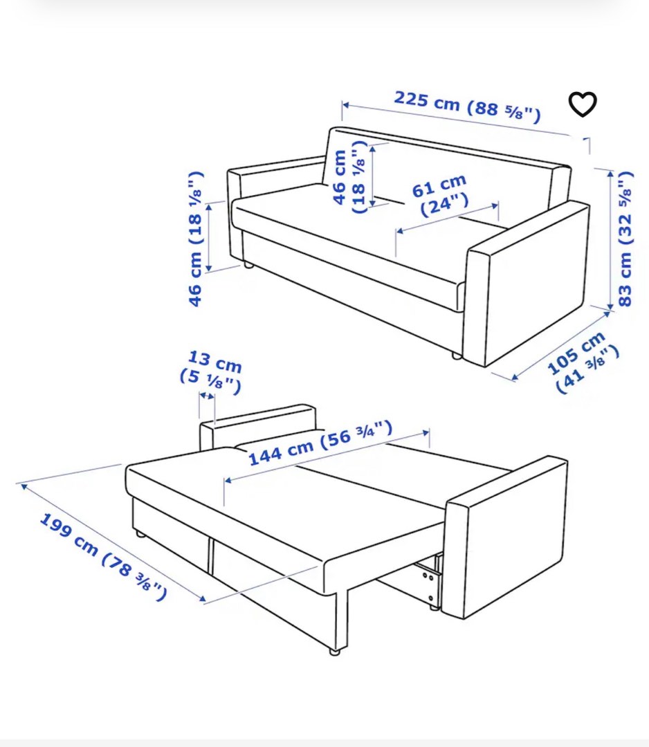 Kivik sofa bed on sale dimensions