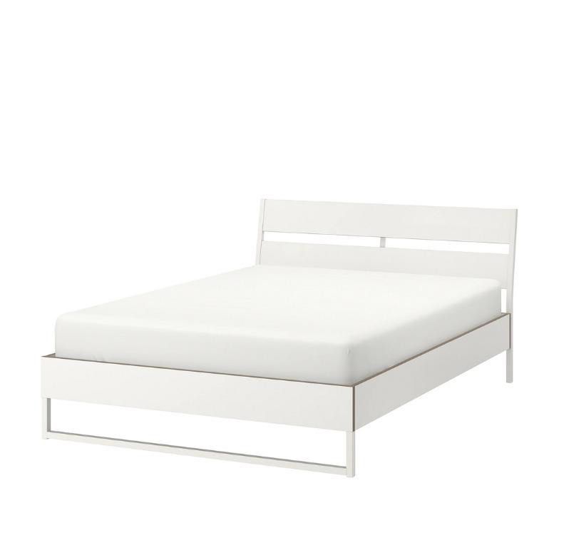 IKEA Trysil White Bed frame queen white, Furniture & Home Living