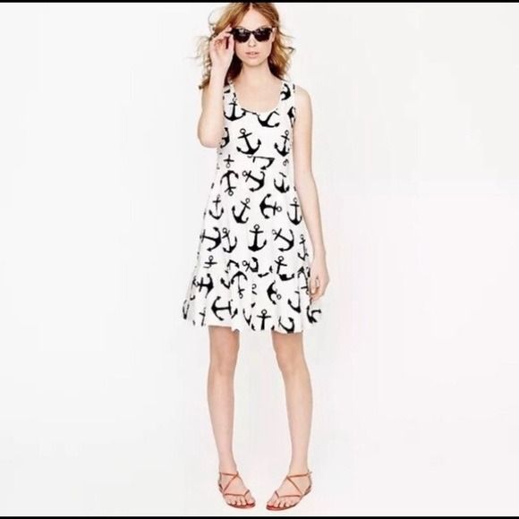 J.CREW Anchor Print Fit and Flare Dress Women s Fashion Dresses