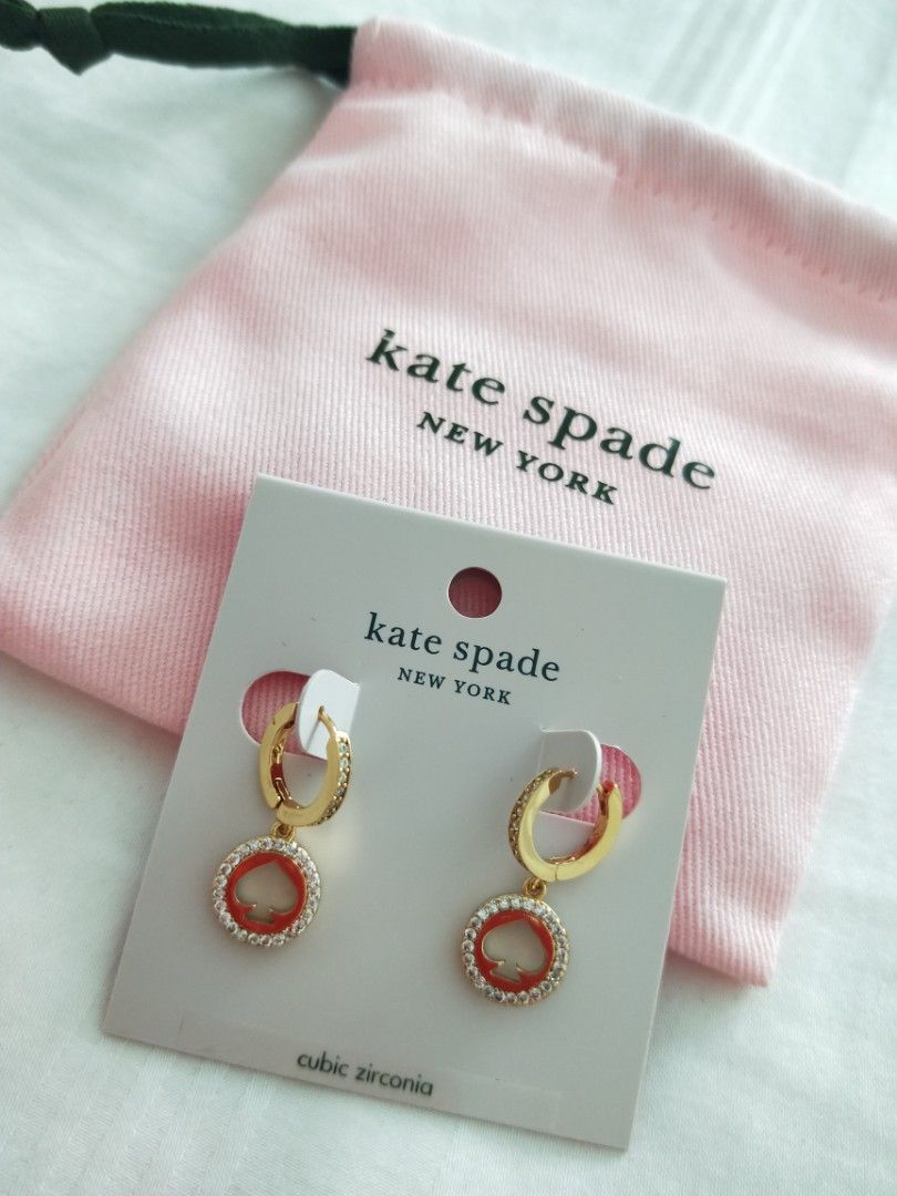 Kate Spade Spot The Spade Halo Spade Pave Huggies Earrings Gold
