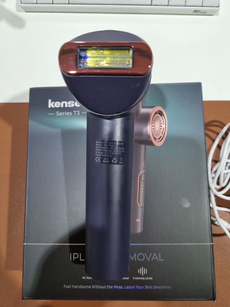 Kensen IPL Hair Removing Device (Category: Hair Removal) located in Quezon City. Submitted by kimberlylim93 (Listing ID 1240364377, Image 3). Description: Bought for 1950. Used only a couple of times on legs RFS: not being used anymore Safety: KENSEN hair removal device has passed CE international safety certification, safety is the prerequisite for KENSEN products Light-emitting lamp holder: pure imported quartz lamp, more durable and higher per
