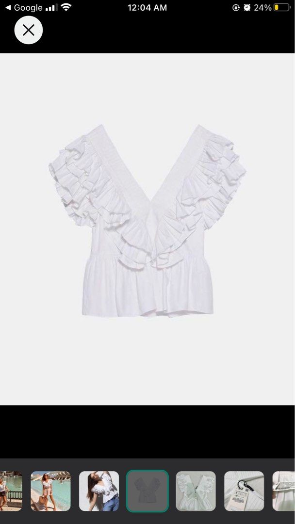 LF: ZARA White Ruffled Poplin Top, Women's Fashion, Tops, Blouses on ...