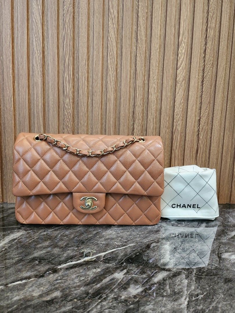 Chanel Caramel Quilted Lambskin Small Classic Double Flap Bag
