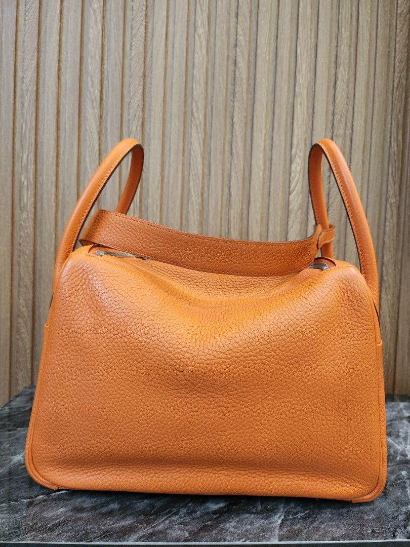 Hermes H Orange Clemence Lindy 30 - Preloved Hermes Handbags