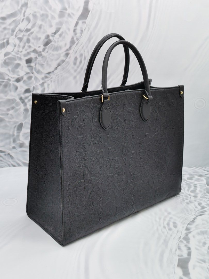 LOUIS VUITTON Onthego GM Monogram Empreinte Leather Tote Bag Black - H