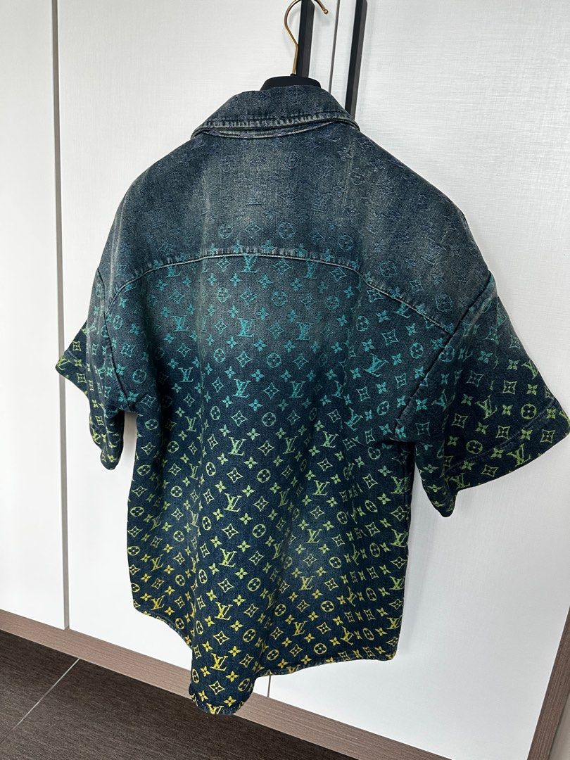 Rare Louis Vuitton Rainbow Monogram Short-Sleeved Denim Shirt