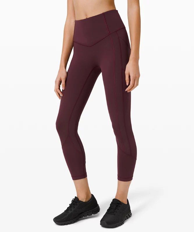 lululemon all the right places crop 23” red merlot, Women's Fashion,  Activewear on Carousell