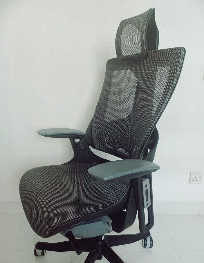 MARRYFAIR WAU Ergonomic High Back Chair - Charcoal Mesh, Furniture & Home Living, Furniture 