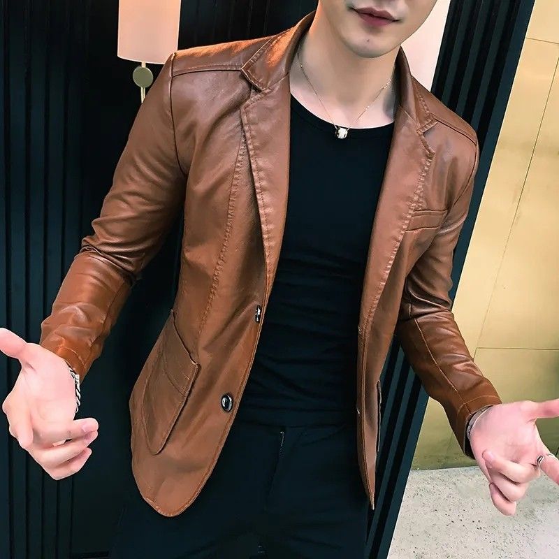 Mens leather top jacket 4xl