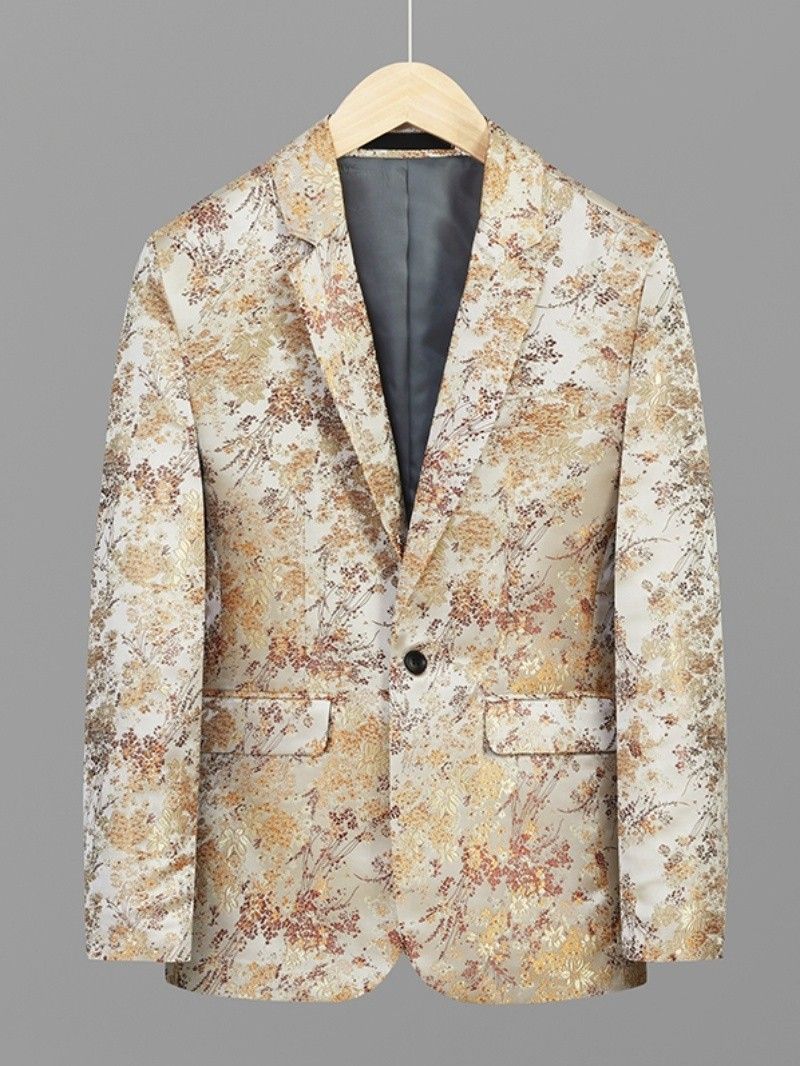 Men s Suit Blazer One Button Fashion Gold Flower Men s Fashion
