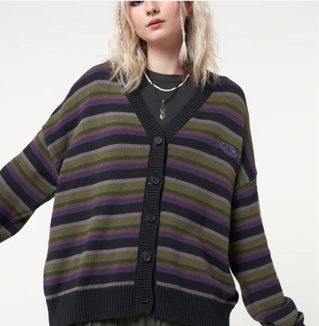 Purple striped cardigan online