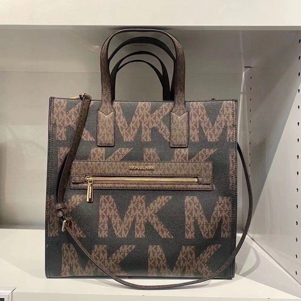 Michael Kors Kenly Tote - Brown Monogram, Luxury, Bags & Wallets on  Carousell