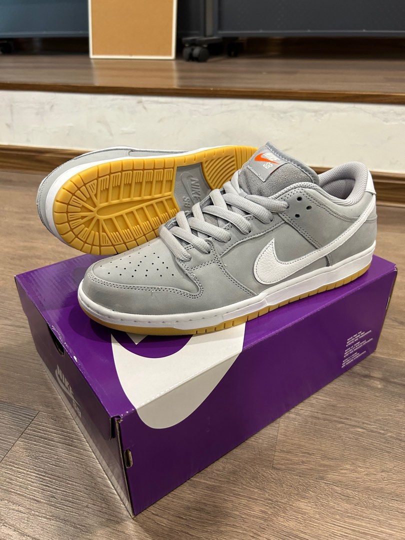 Nike SB Dunk Low Pro ISO Wolf Grey Gum箱タグ替え紐