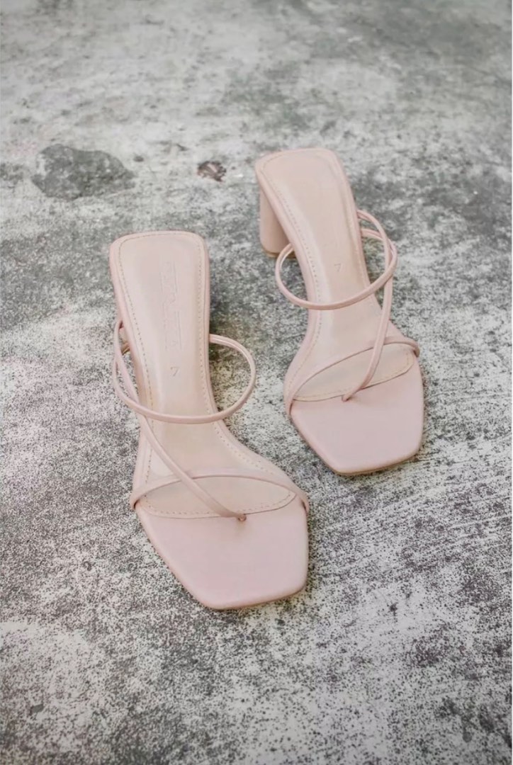 Nude Block Heels with Premium Faux Leather on Carousell