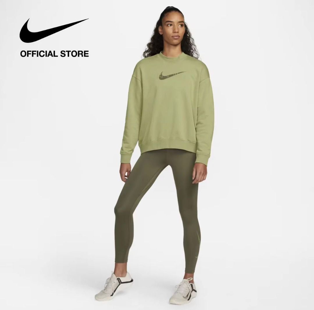 Original Nike Women's Dri-FIT One Mid-Rise 7/8 Graphic Training Leggings -  Medium Olive, Women's Fashion, Activewear on Carousell