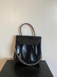 PAM top handle italian leather bag w/ chain