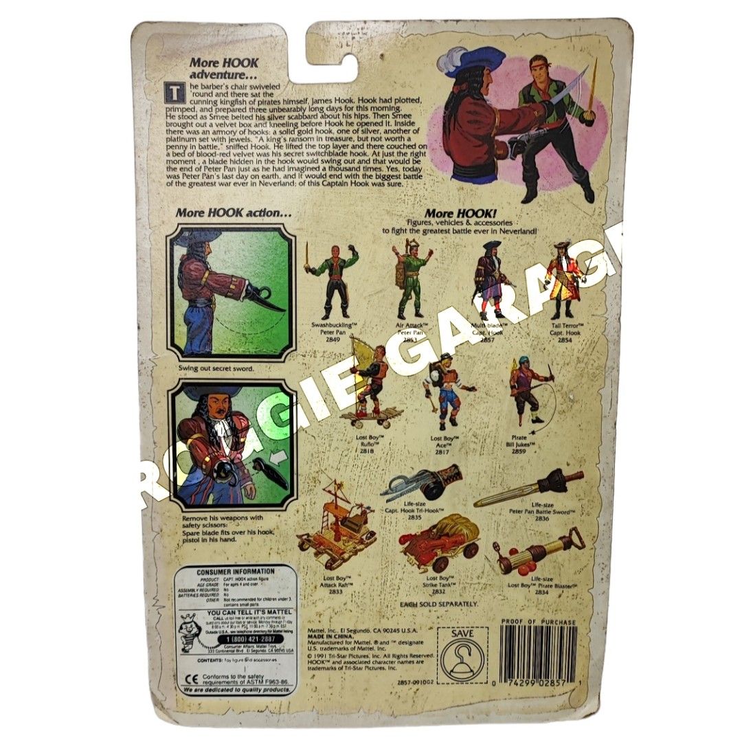 MATTEL 1991 HOOK Action Figure Ace Peter Pan Capitan Hook Retail Card (M3)  $39.00 - PicClick