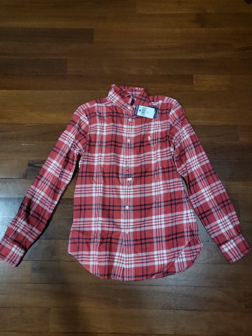 Red plaid polo best sale button down