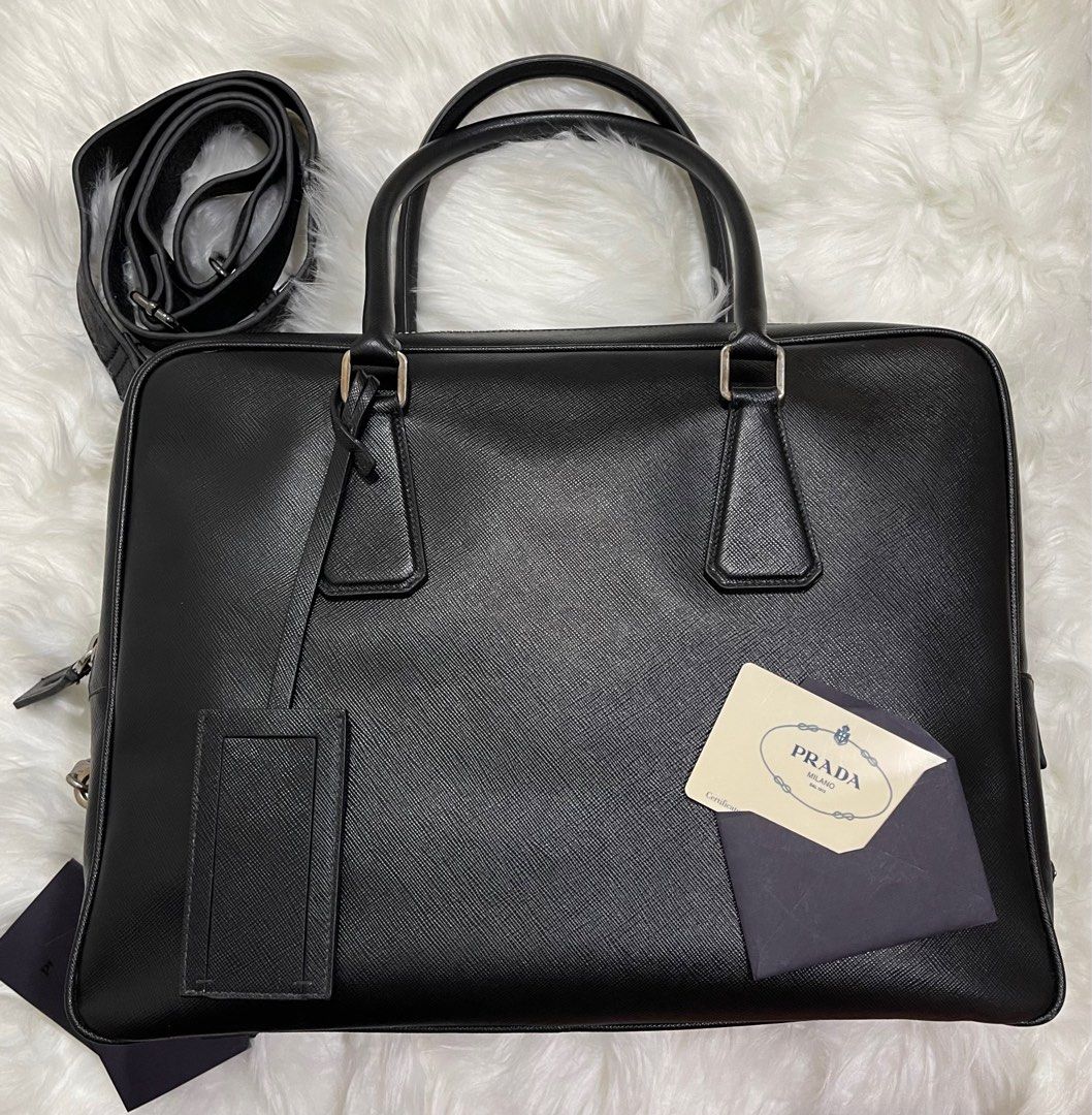 Prada Black Saffiano Crossbody Bag Leather Pony-style calfskin ref