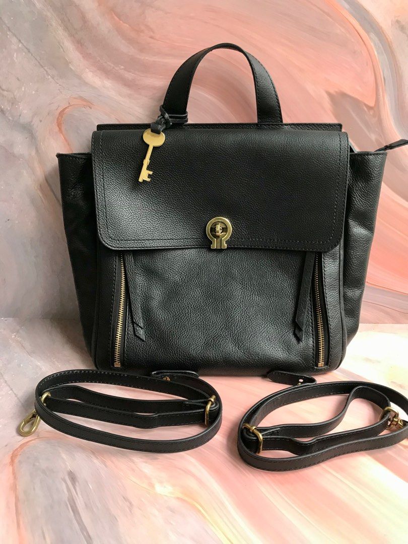 Preloved Fossil Amelia Backpack Black Barang Mewah Tas Dompet
