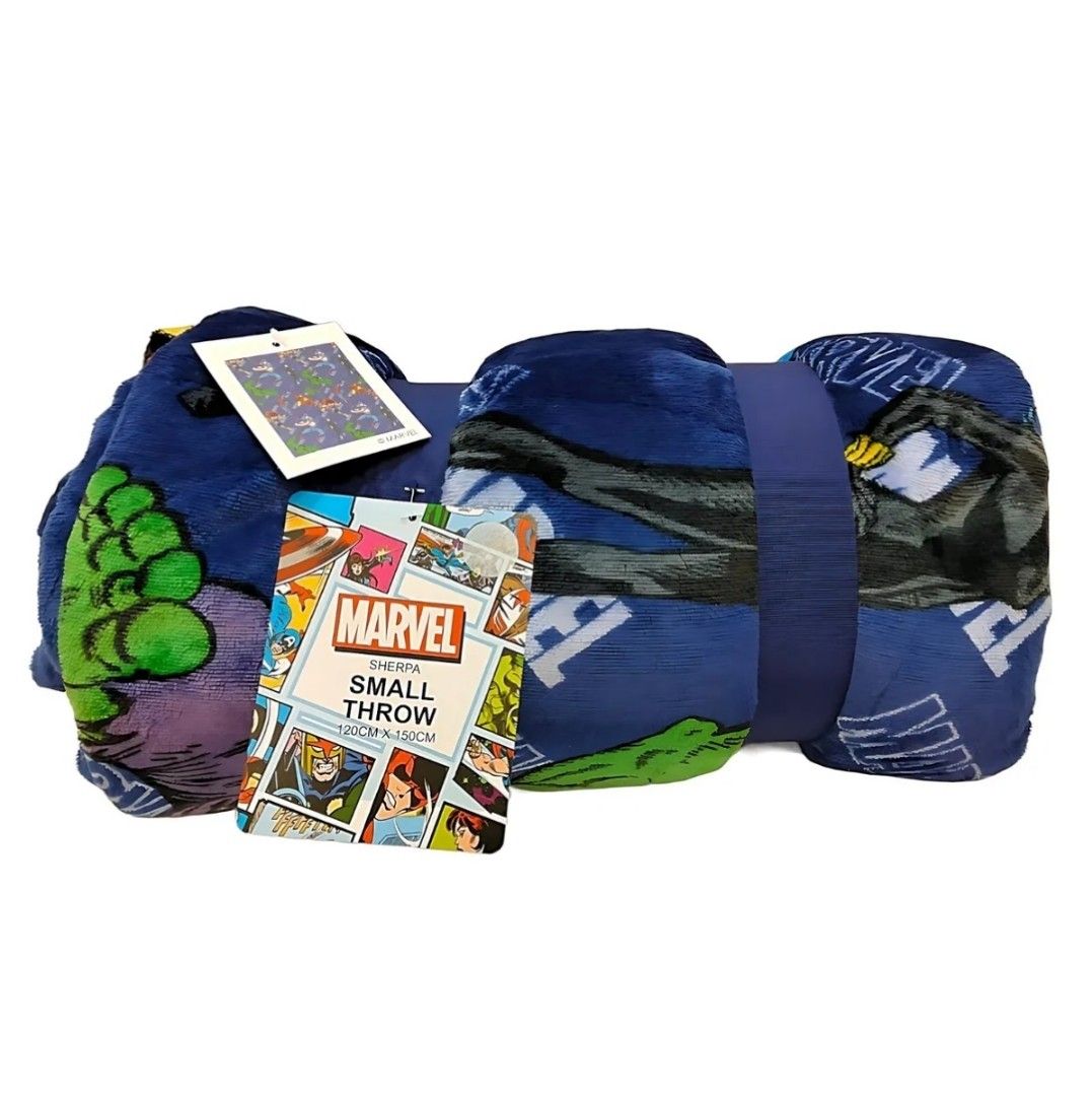 Primark Marvel Sherpa Small Throw, Furniture & Home Living, Bedding
