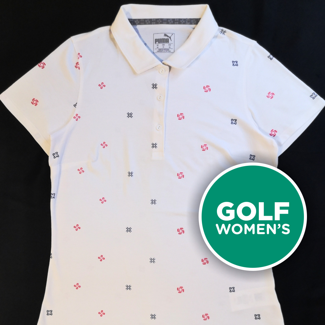Puma Golf Ditsy Print Golf Polo Shirt Women s Bright White Size XS