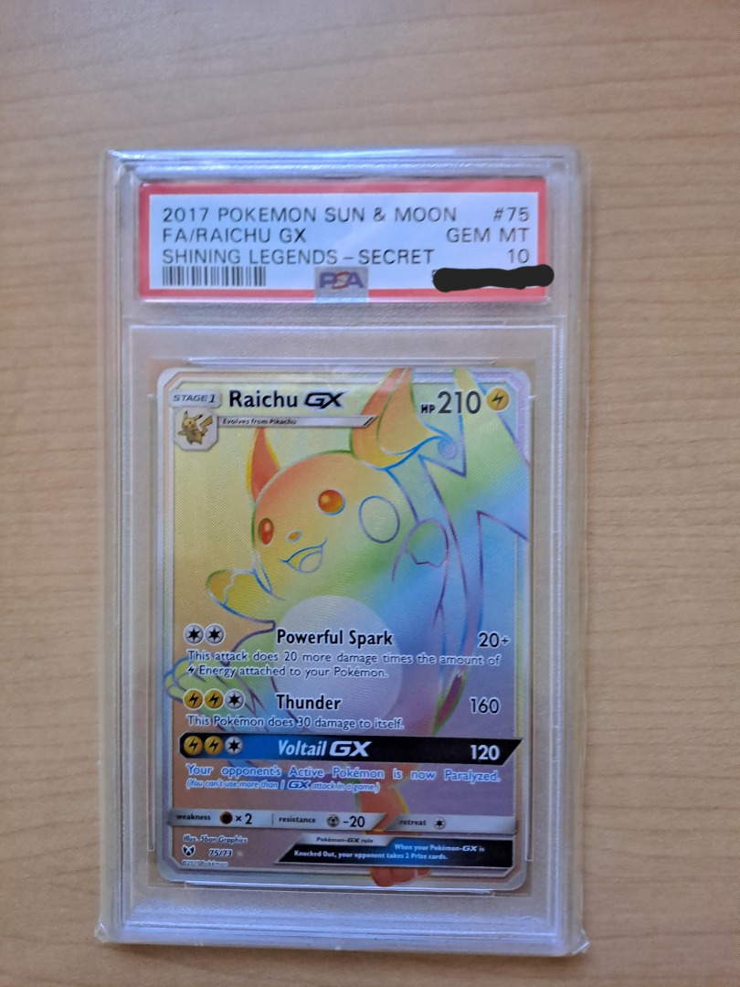 Raichu GX Rainbow Rare PSA 10, Hobbies & Toys, Toys & Games on Carousell