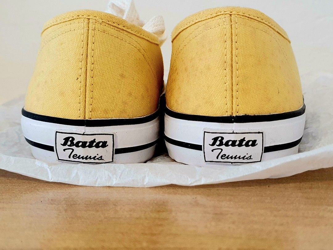 Rare Lemon Yellow BATA tennis canvas shoe sneakers. nike adidas school
