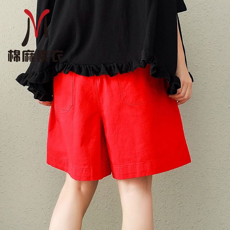 Red linen shorts store womens