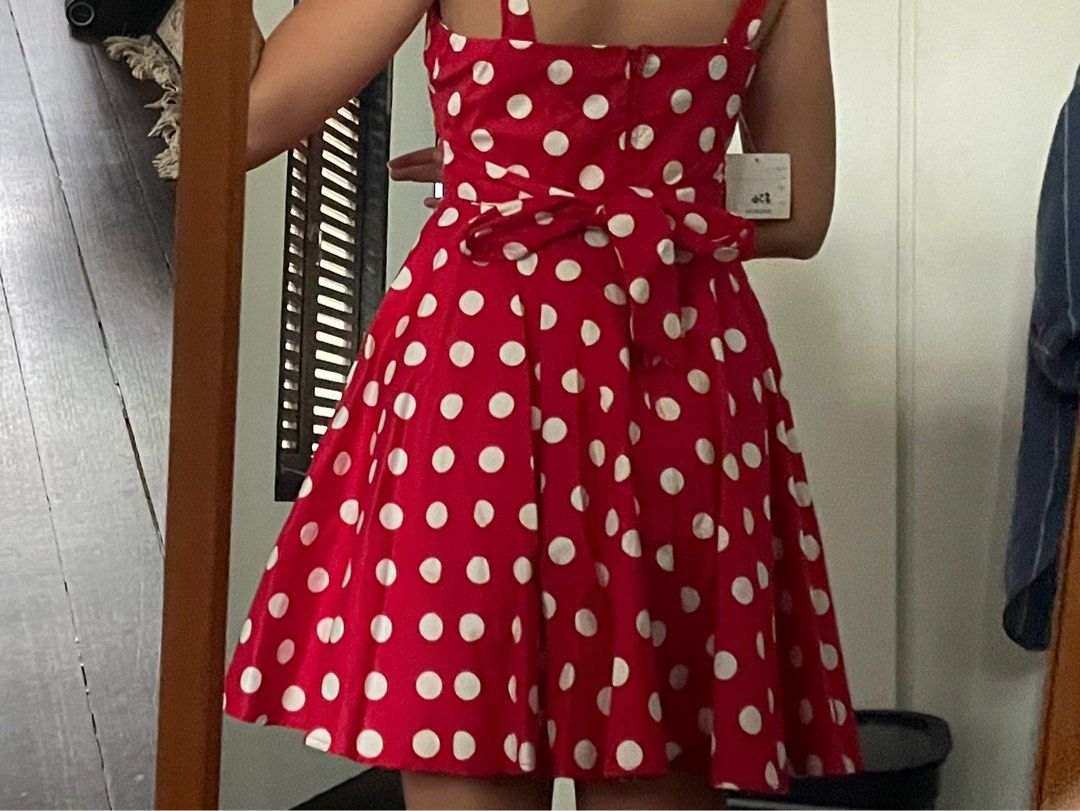 Red white polka dot dress