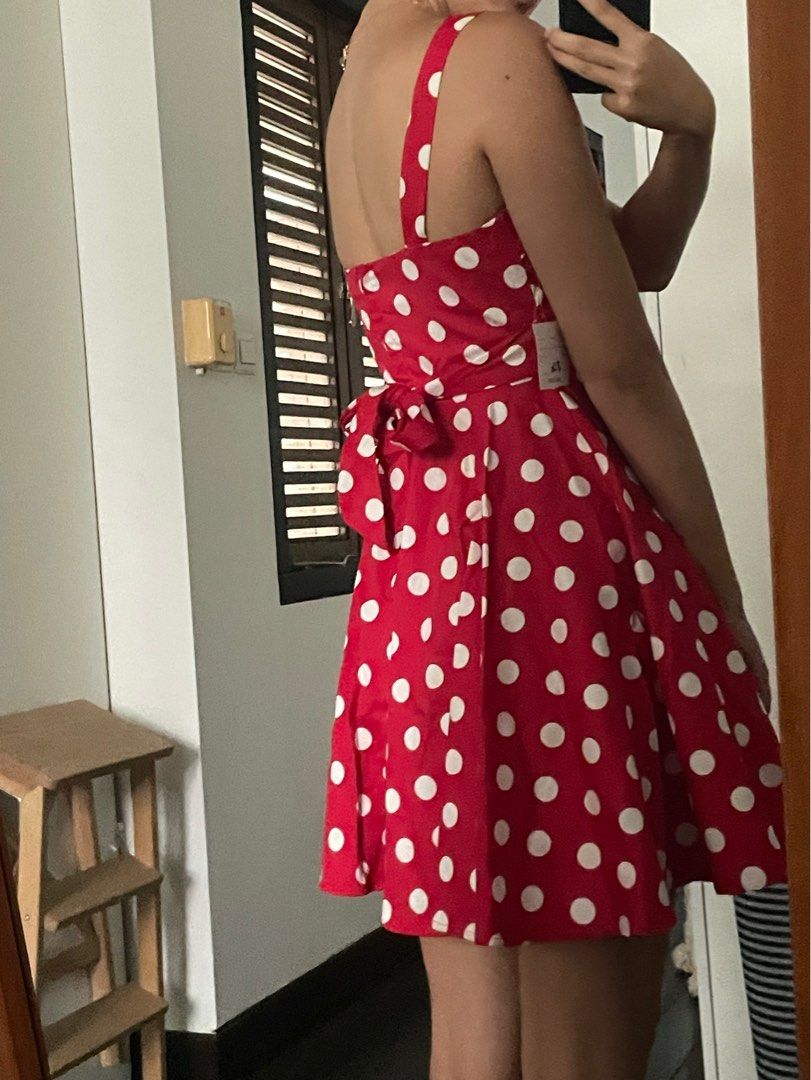 Red white polka dot dress