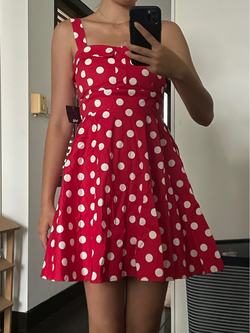 Red polka top dot skater dress