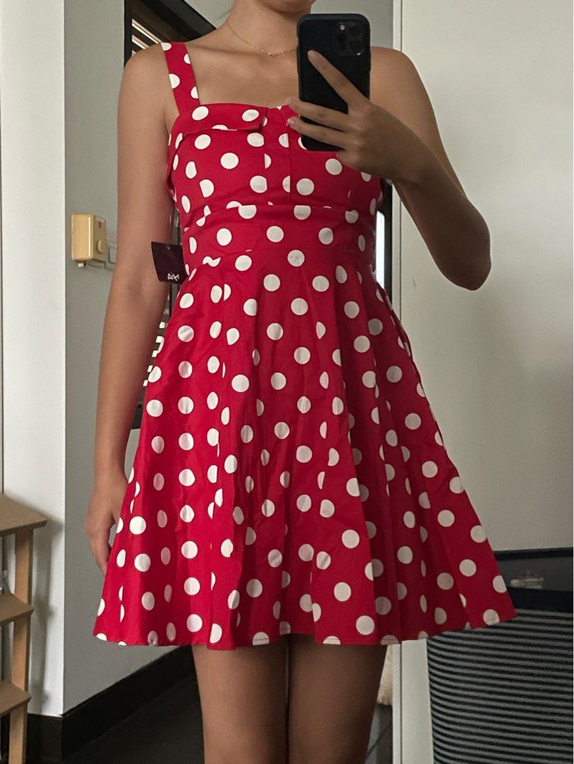 Red white polka dot dress
