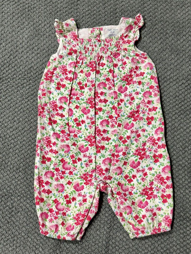 RL Floral romper (Category: Babies & Kids Fashion) located in Taguig. Submitted by puffpiece (Listing ID 1240324749, Image 1). Description: Like new Lp posted Fits 3-6m, true to size.