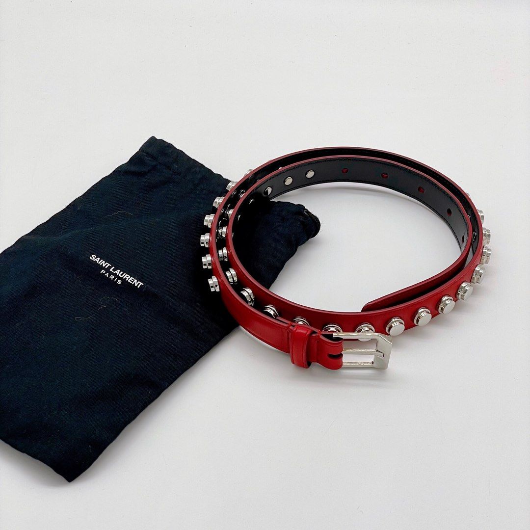 Saint Laurent Red Studded Belt