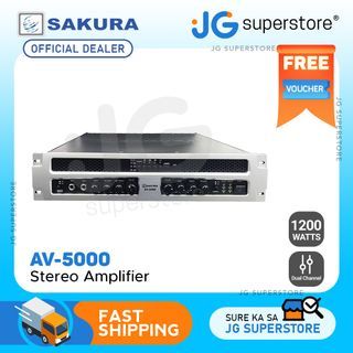 Sakura AV-5000 1200W 2-Channel High Power Integrated USB Karaoke Amplifier w/ Echo Delay & Feedback Reducer, Bluetooth Connection & Dual Microphone Input | JG Superstore