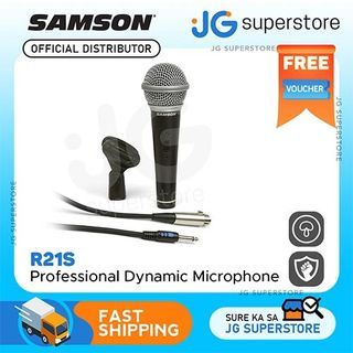 Samson R21S Dynamic Microphone with Mic Clip and XLR to 1/4-inch Cable for Vocal and Instrument Recording, Live Performance, Music Education, Karaoke, Multimedia | JG Superstore