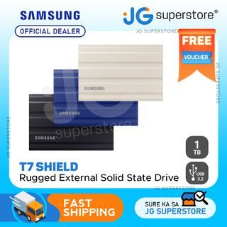 Samsung T7 Shield Portable SSD Solid State External Hard Drive with USB 3.2 Gen2 Support IP65 Water and Dust Resistance (1TB) | (Black, Blue, Beige) | JG Superstore