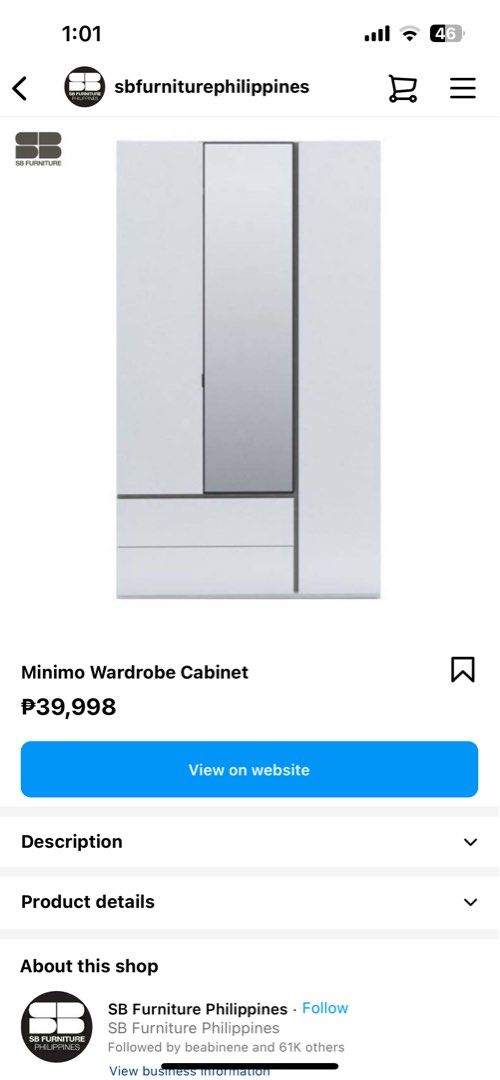 SB FURNITURE MINIMO WARDROBE, Furniture & Home Living, Furniture