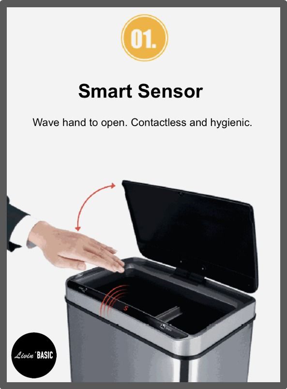 🌟SG INSTOCK🌟 50L Motion Sensor Bin Smart Dustbin / Rubbish Bin