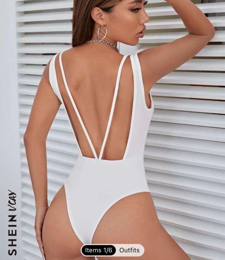 Shein White Backless Bodysuit Women s Fashion Dresses Sets