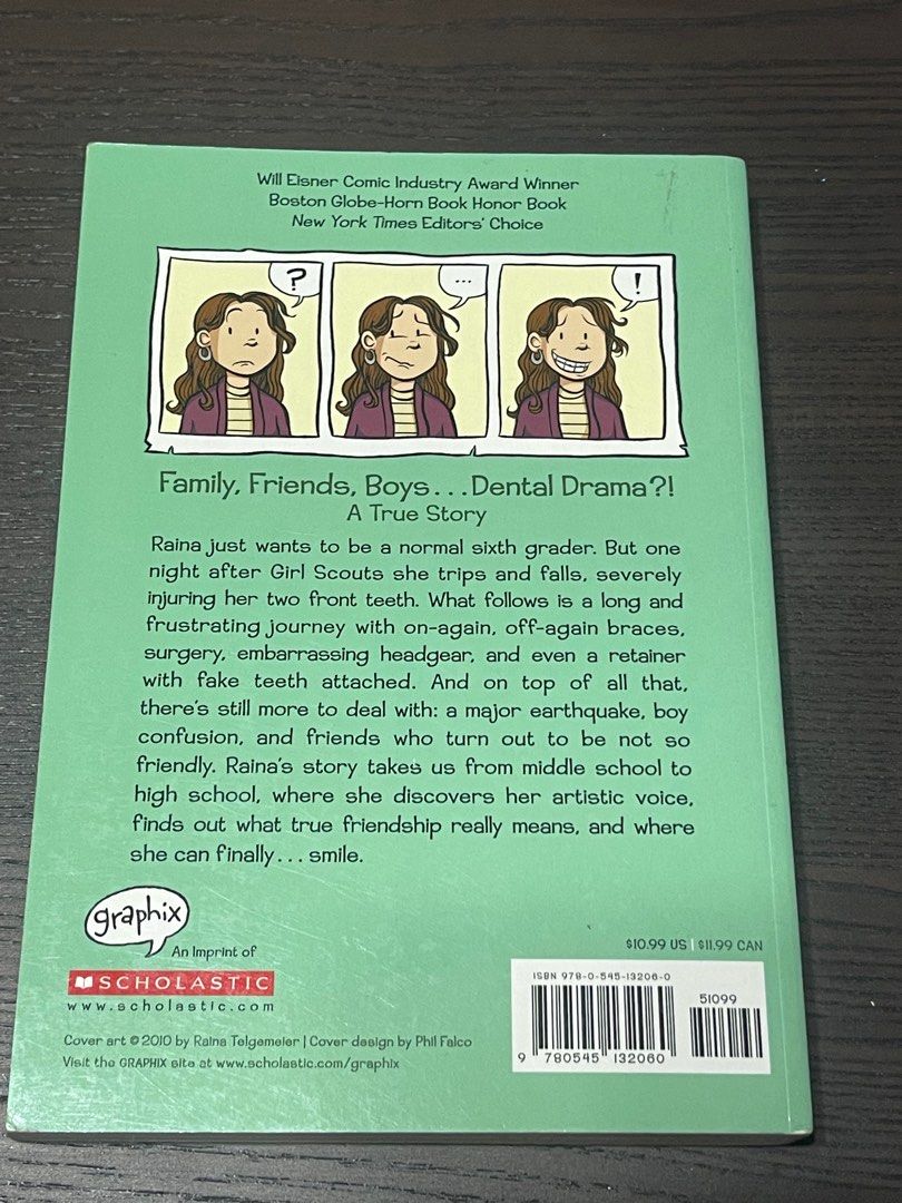 Smile by Raina Telgemeier, Hobbies & Toys, Books & Magazines, Fiction ...