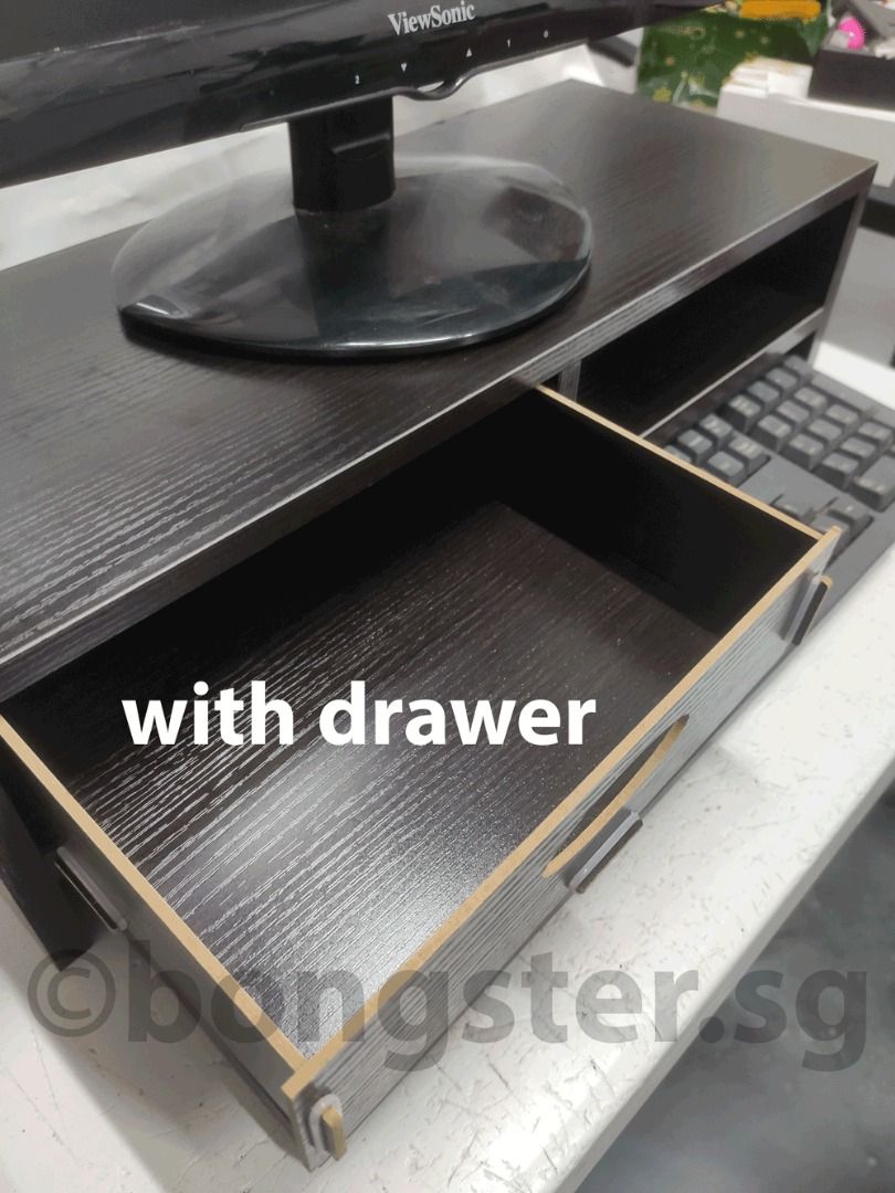 Sturdy 2 level wooden monitor riser Led stand with drawer ergonomic ...