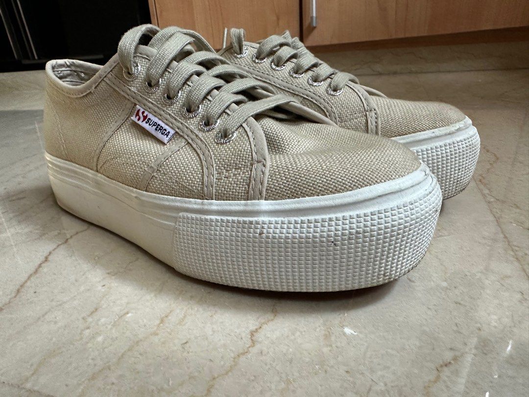 Superga taupe platform sale