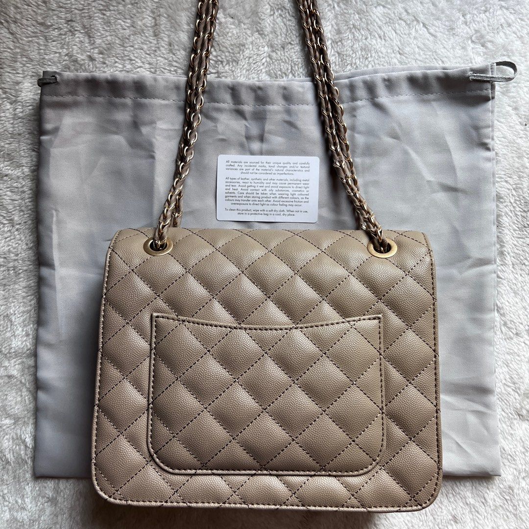 Tas Charles and Keith Quilted Chain Strap Shoulder Bag in Sand on Carousell